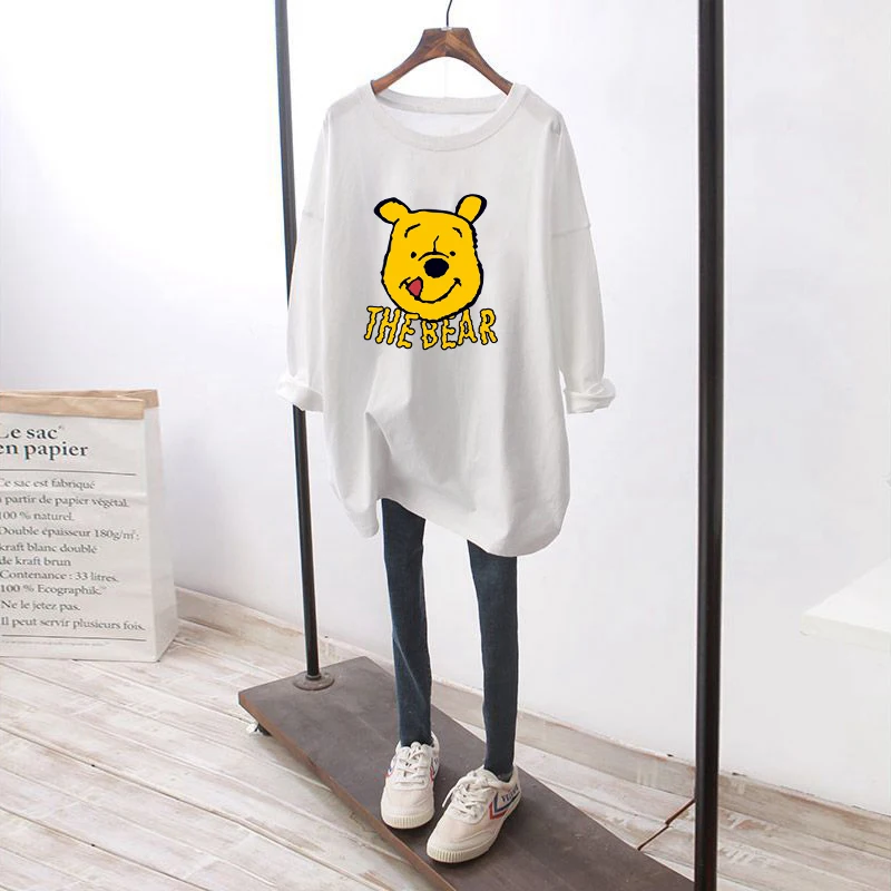 Kawaii Disney Winnie The Pooh Women\'s Fashion Fun Print Cotton T-shirt Cartoon Cute Graphic Summer Top Y2K Couple Short Sleeve