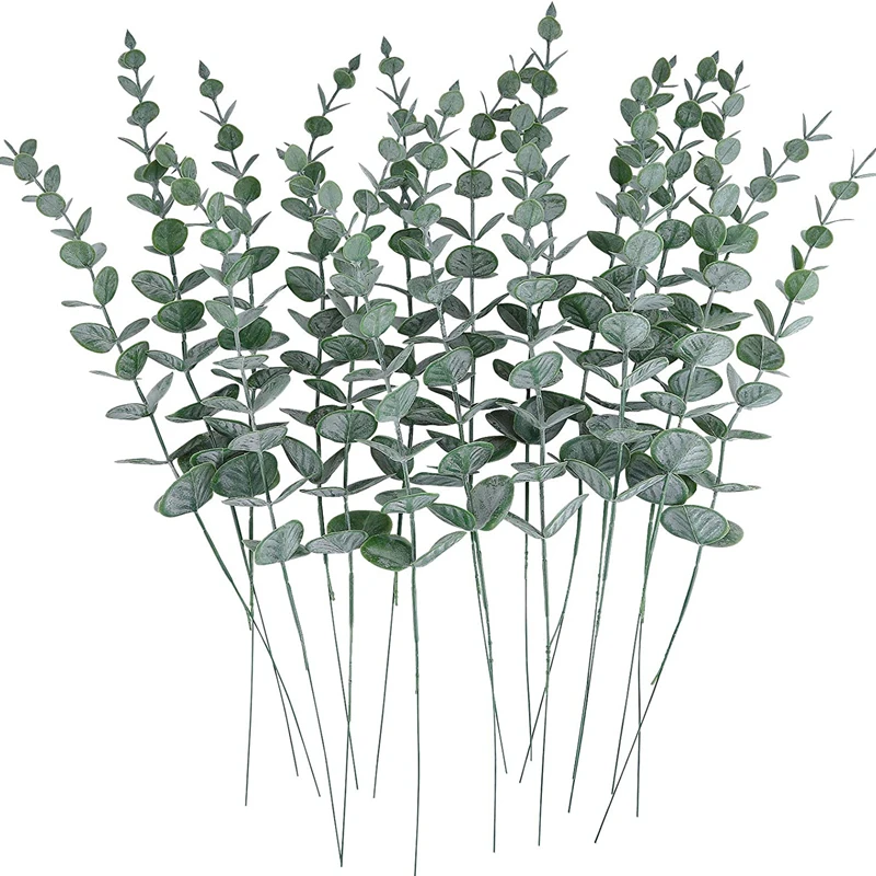 10/20 stücke Künstliche Pflanzen Eukalyptus Blätter Gefälschte Pflanzen Vase Hause Tisch Party Hochzeit Brautstrauß Dekorationen Outdoor Garten – Detail 15