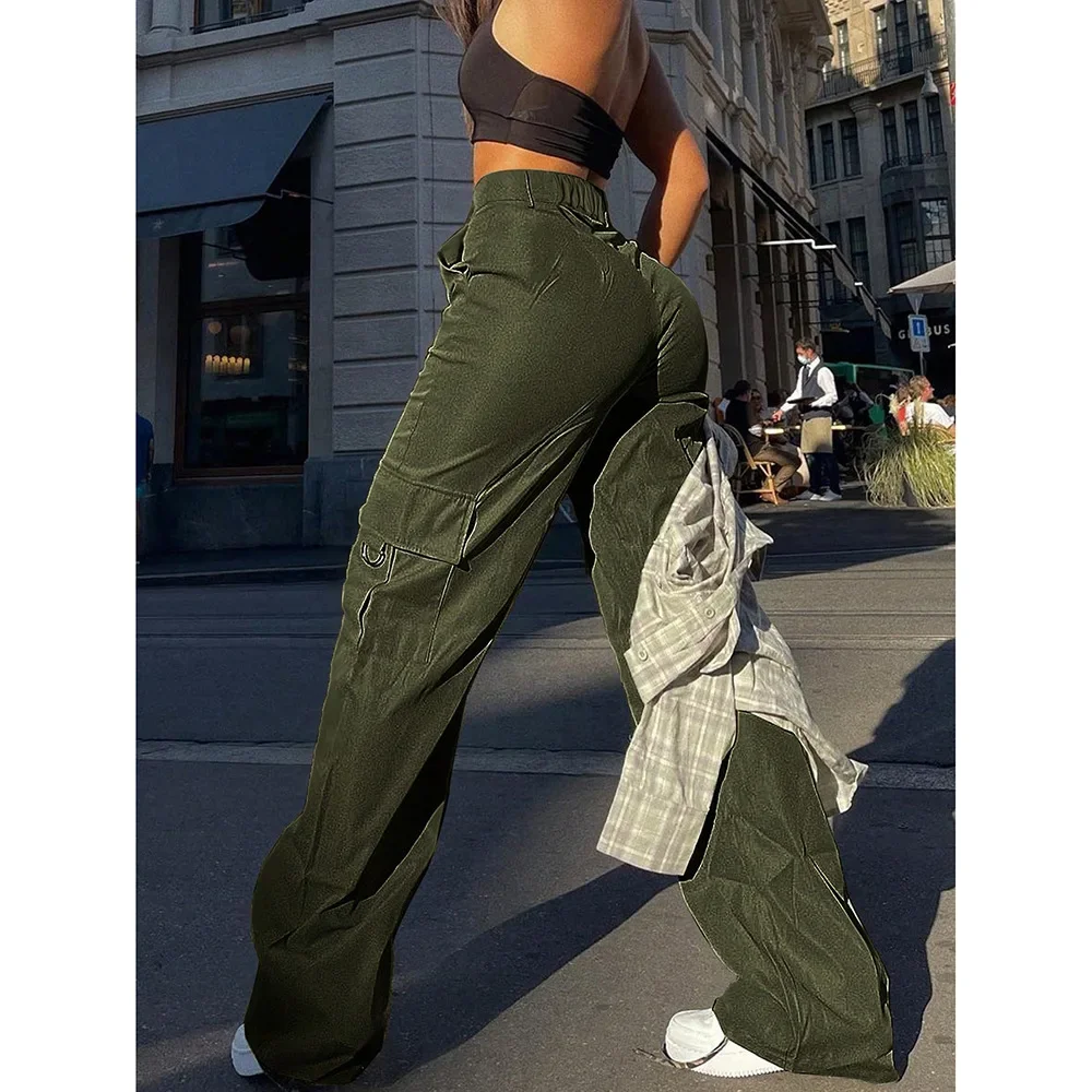 الرجعية ملابس العمل السراويل النسائية مستقيم الساق فضفاضة واسعة الساق ثنى السراويل الطويلة تنوعا مريحة فضفاضة تناسب السراويل الطويلة