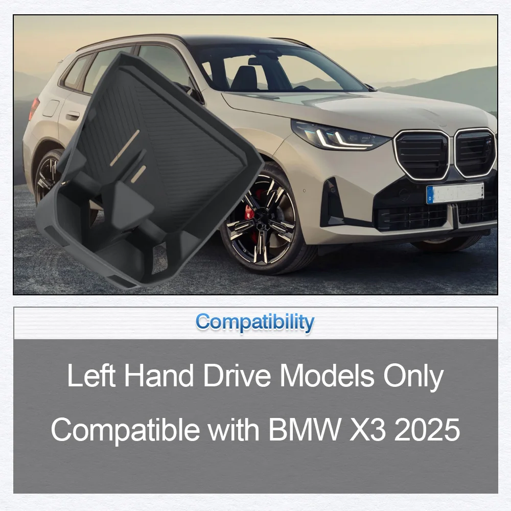 For BMW X3 2025 Wireless Charging Pad Cup Holder Insert Center Console Silicone Black Mat Organizer