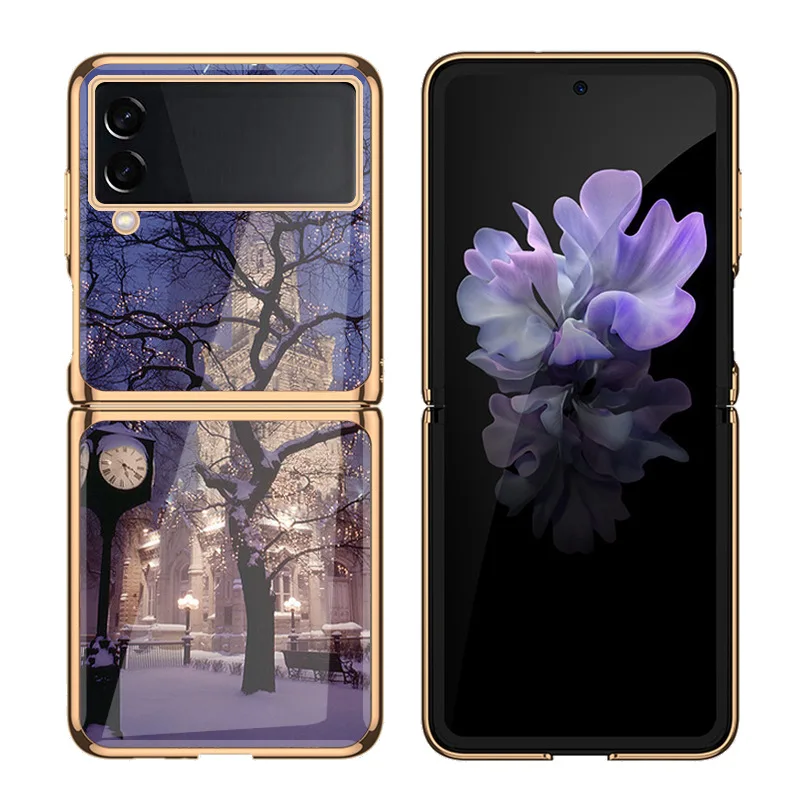 

Винтажный абстрактный чехол для телефона из закаленного стекла для Samsung Z Flip3 Flip4, ультратонкий противоударный чехол для Galaxy Z Flip 3 4, чехол