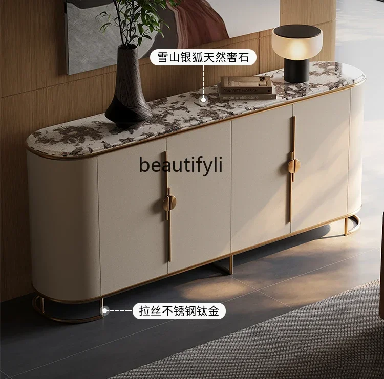 

x11High-end door cabinet light luxury entry into the home modern simple living room, villa natural luxury stone dining side cabi