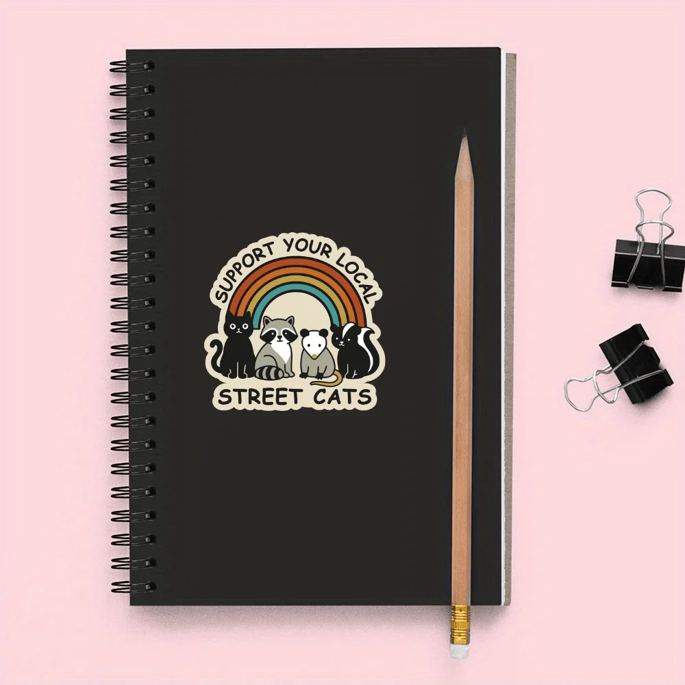 3pcs four animal street cats, friendly slogans for stray small animals, suitable for decorating laptops, water bottles, etc