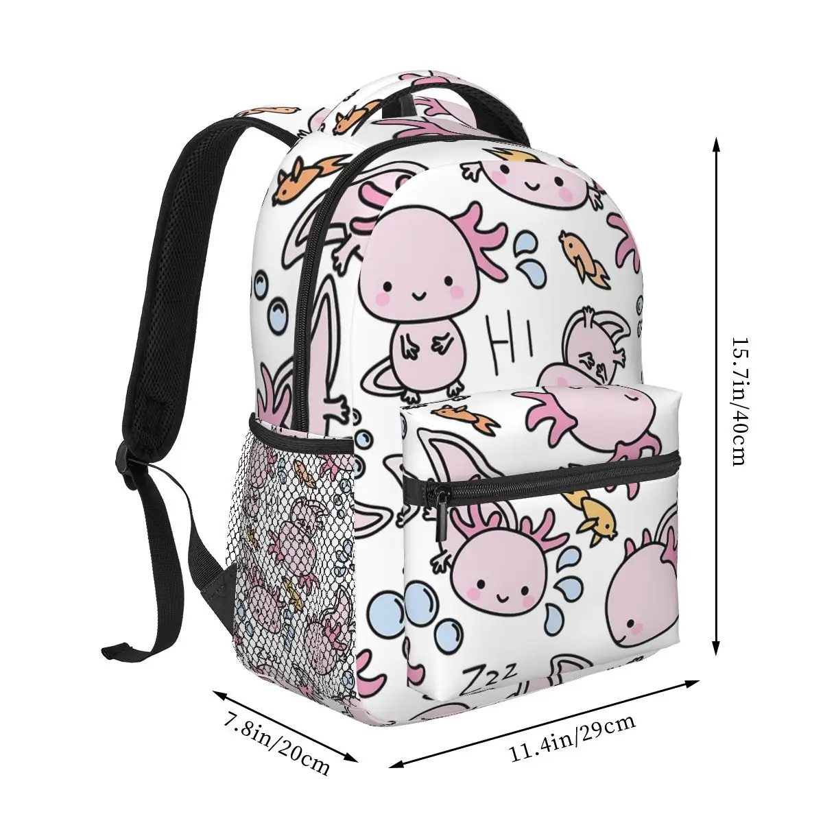 Swimmy Axolotls Backpacks Boys Girls Bookbag Children School Bags Cartoon Laptop Rucksack Shoulder Bag Large Capacity