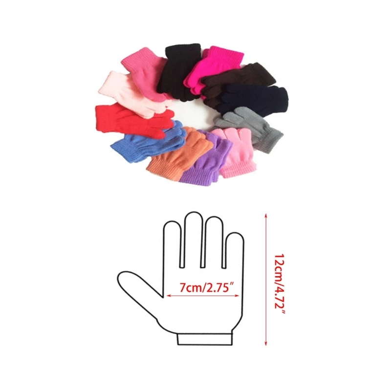 Stretchable Knitted Gloves Bright Cheerful Knitted Kids Gloves for Boys & Girls D5QA