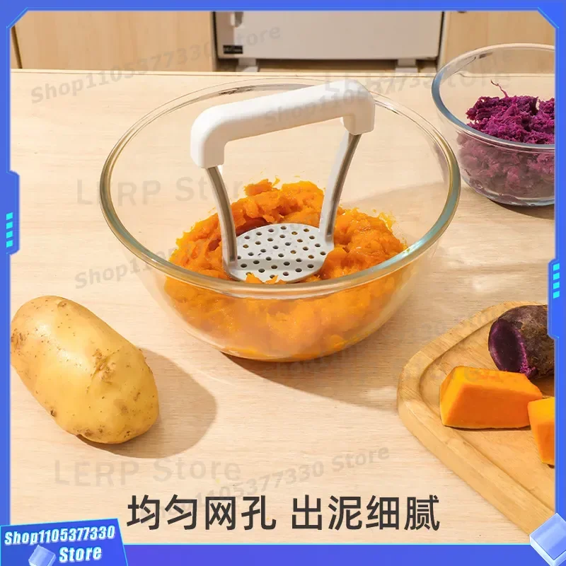 Manual Potato Masher Press for Baby Food Wavy Kitchen Gadget Vegetable Puree Maker Stainless Steel Handheld Tool for Home