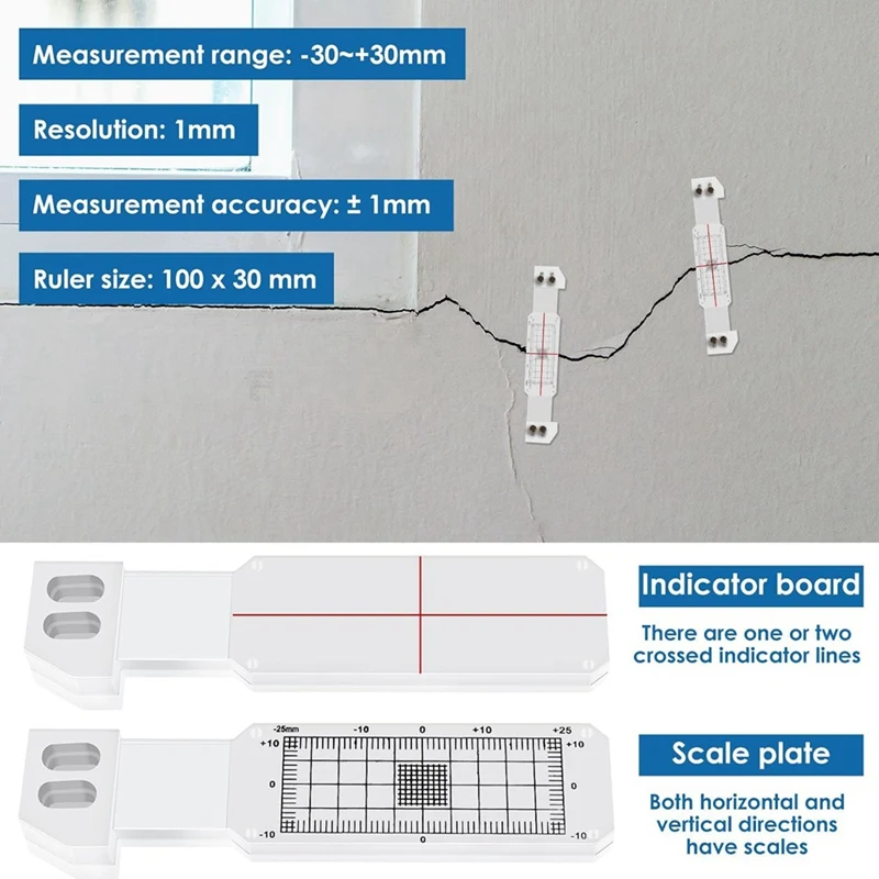 3 Pcs Crack Monitoring Record, Acrylic Corner Tell-Tale Monitor,Tell-Tale Crack Monitoring Device,Measuring Instrument