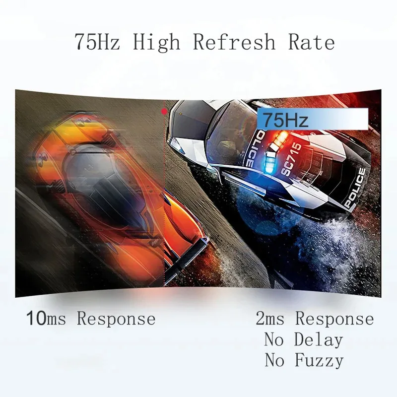 24 Inch Curved 75Hz Monitor Gaming VA FHD 1080P Computer Display 2800R HDMI/VGA DCR Eye Protect VESA 100*100 2ms Response