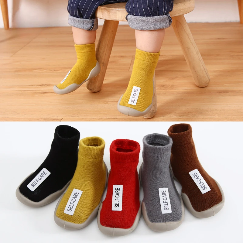 

2025 Baby First Socks Shoes Toddler Walker Infant Boys Girls Rubber Soft Sole Floor Barefoot Baby Casual Shoes Knit Booties