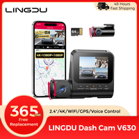 LINGDU Dash Cam V630 Car Camera 4K+1080P+1080P 3 Channel Car DVR WiFi GPS IR Night Vision 24H Parking Monitor Loop Recording HDR