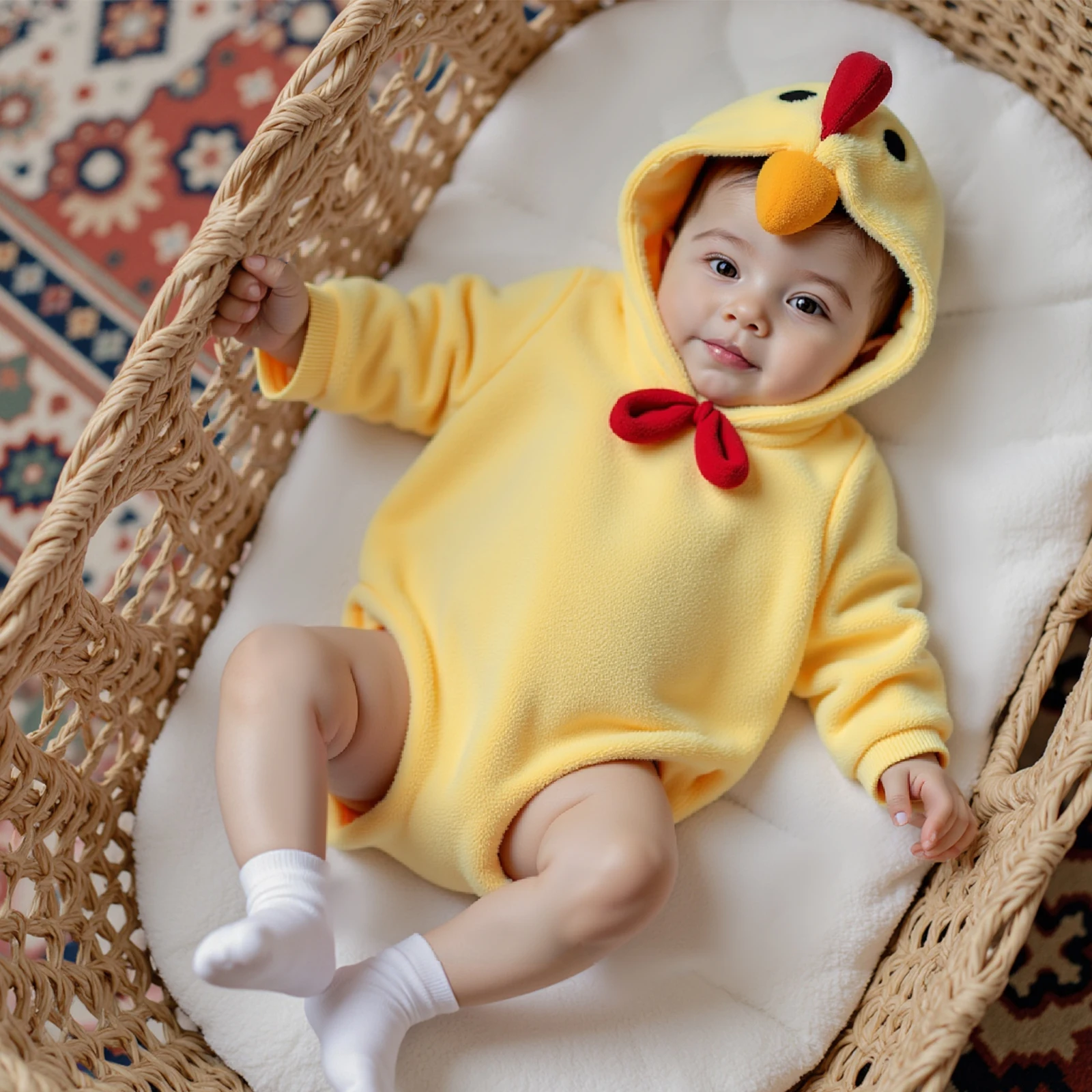 

Halloween Chicken Costume Baby Girls Romper Long Sleeve Hooded Plush Cartoon Romper Casual Cosplay Outfits