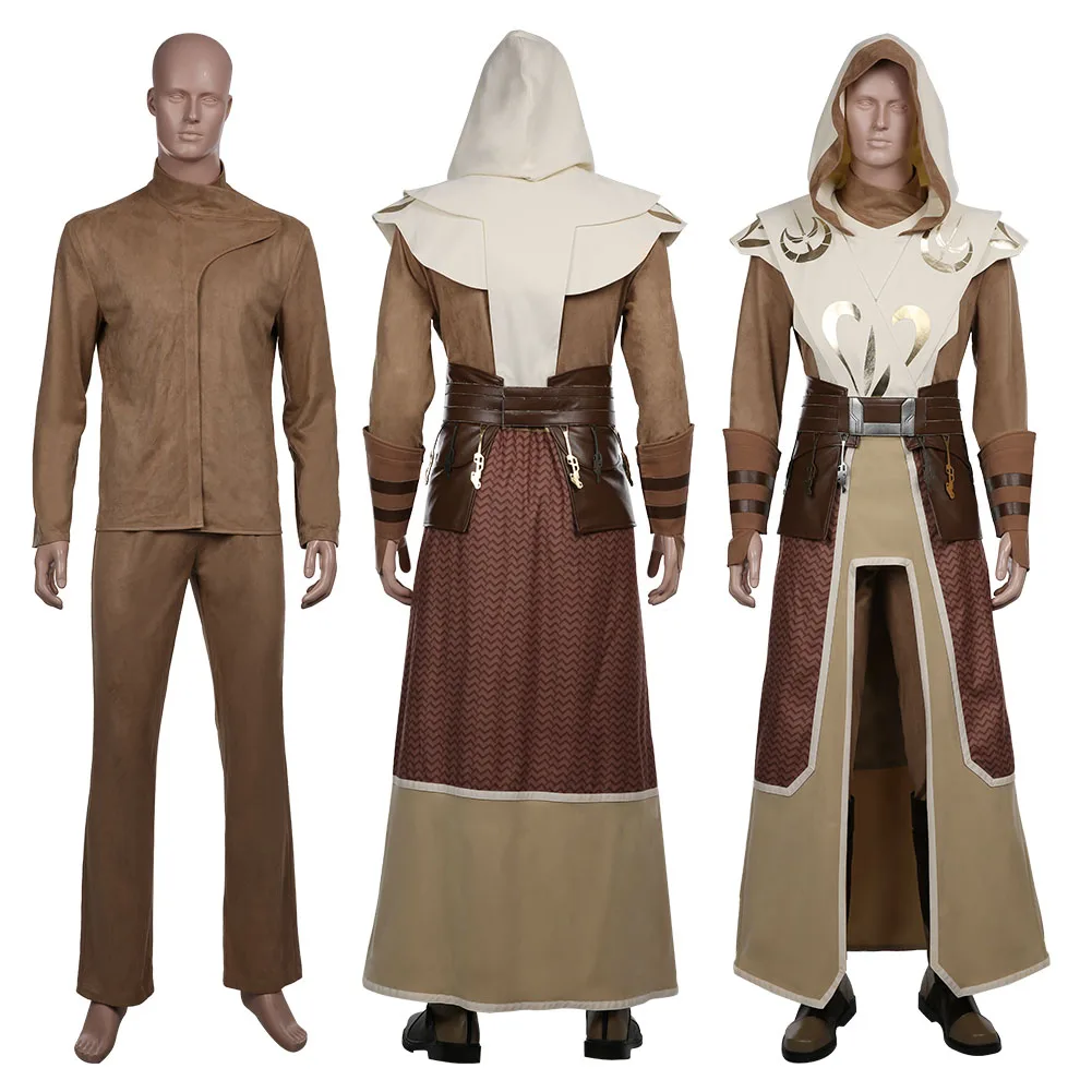 

The Clone Cos Wars Temple Guard Cosplay Fantasia Jedi Costume For Adult Men Male Brown Robe Cloak Uniform Role Play Outfits