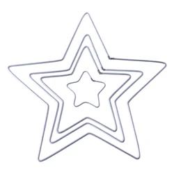 Star Dream Catcher Ring Silver Stars Shaped Wire Wreath Macrame Frames for Independence Day Garland Making Supplies