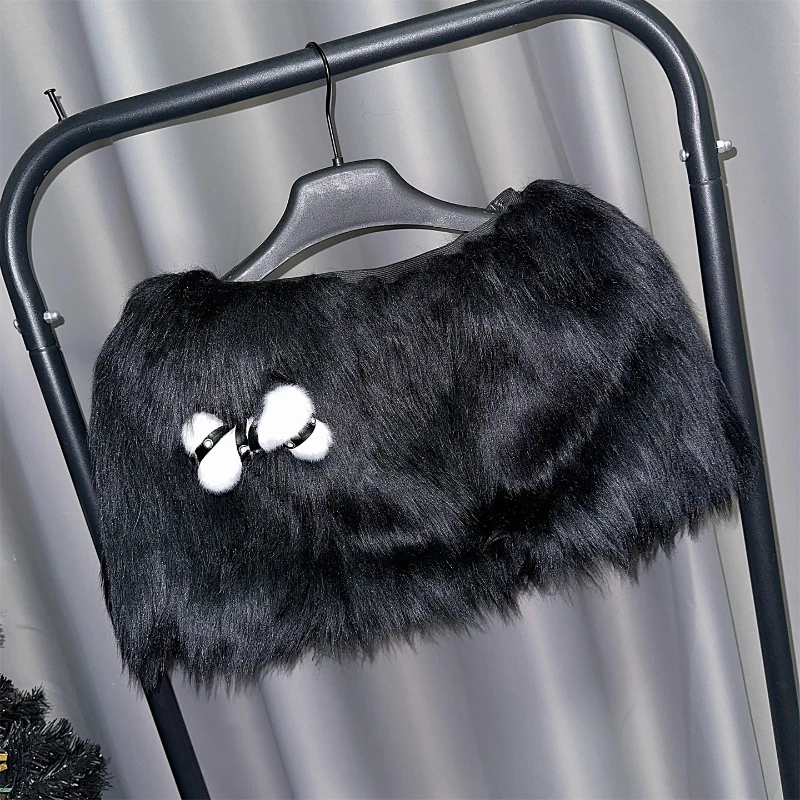 Herbst Winter Neue Y2K Hot Girl Subkultur Faux Pelz Kurzen Rock Gothic Design Verdickt Elastische Taille Pin Kurze Röcke Damen