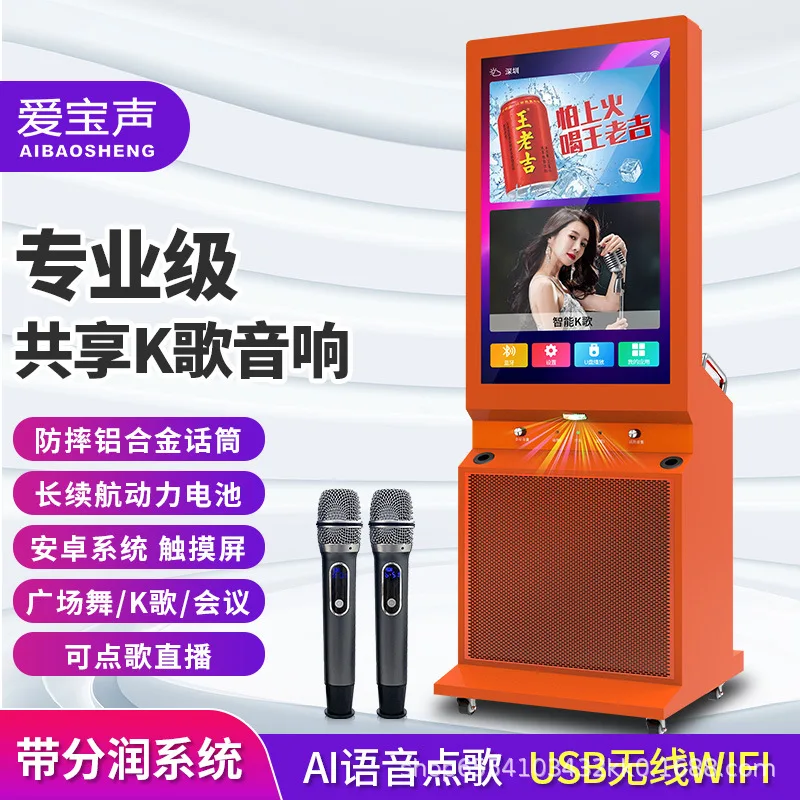 

Универсальная караоке-система с двумя микрофонами, сенсорным экраном и KTV-колонкой для пения