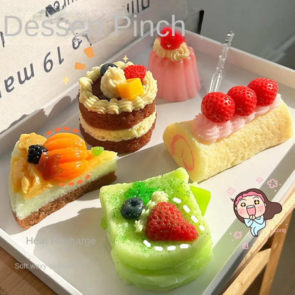 Exquisite Replica Double Layer Strawberry Toast Cake Fruit Bread Cake Matcha Chocolate Dessert Girl Gift Toast Squishy Kids Toys