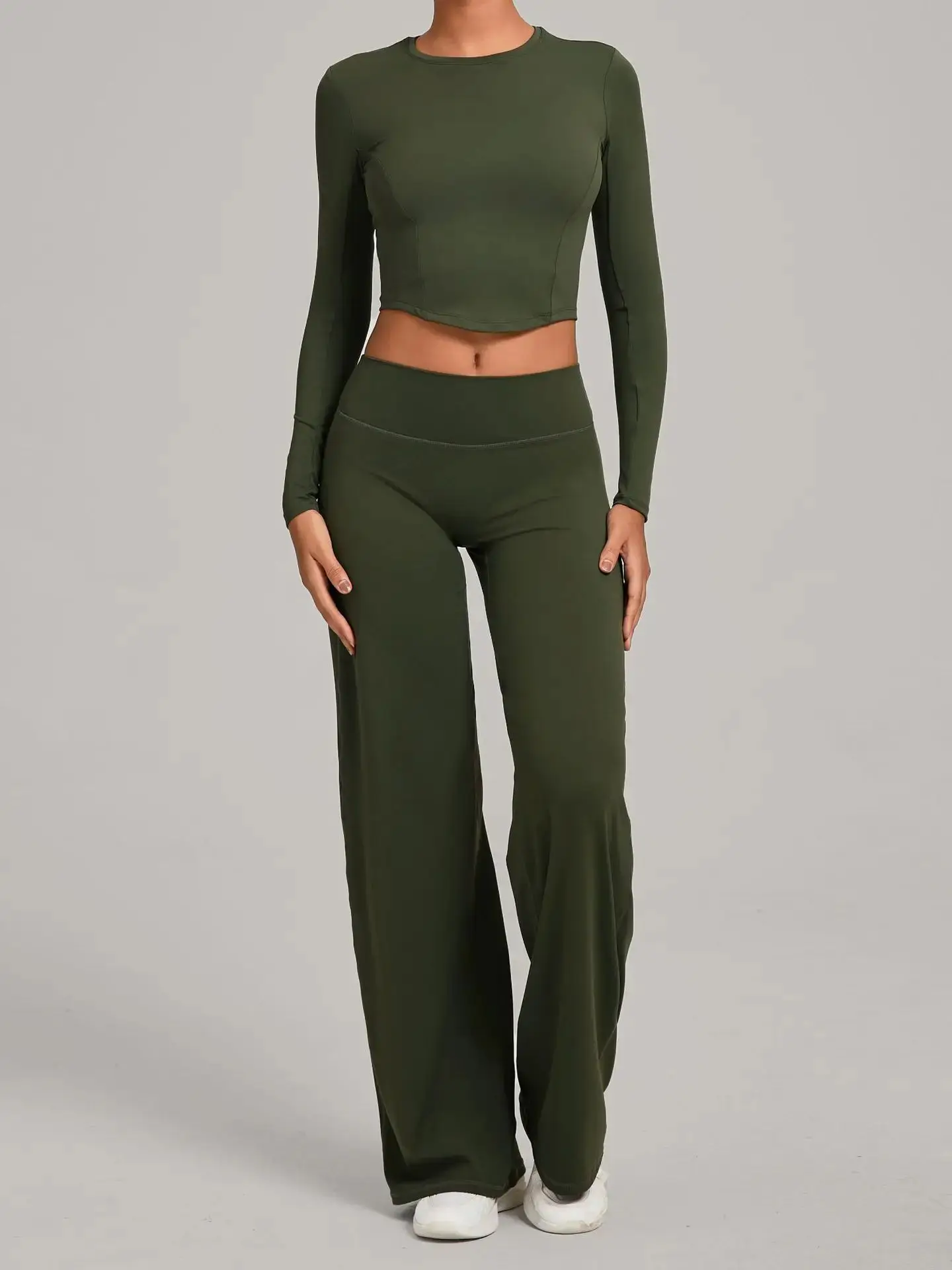 Gym Workout Clothes Autumn Winter Casual Versatile Yoga Outfit Set Quick-Dry Tight-Fitting Sports Women's Fitness Two-Piece Set