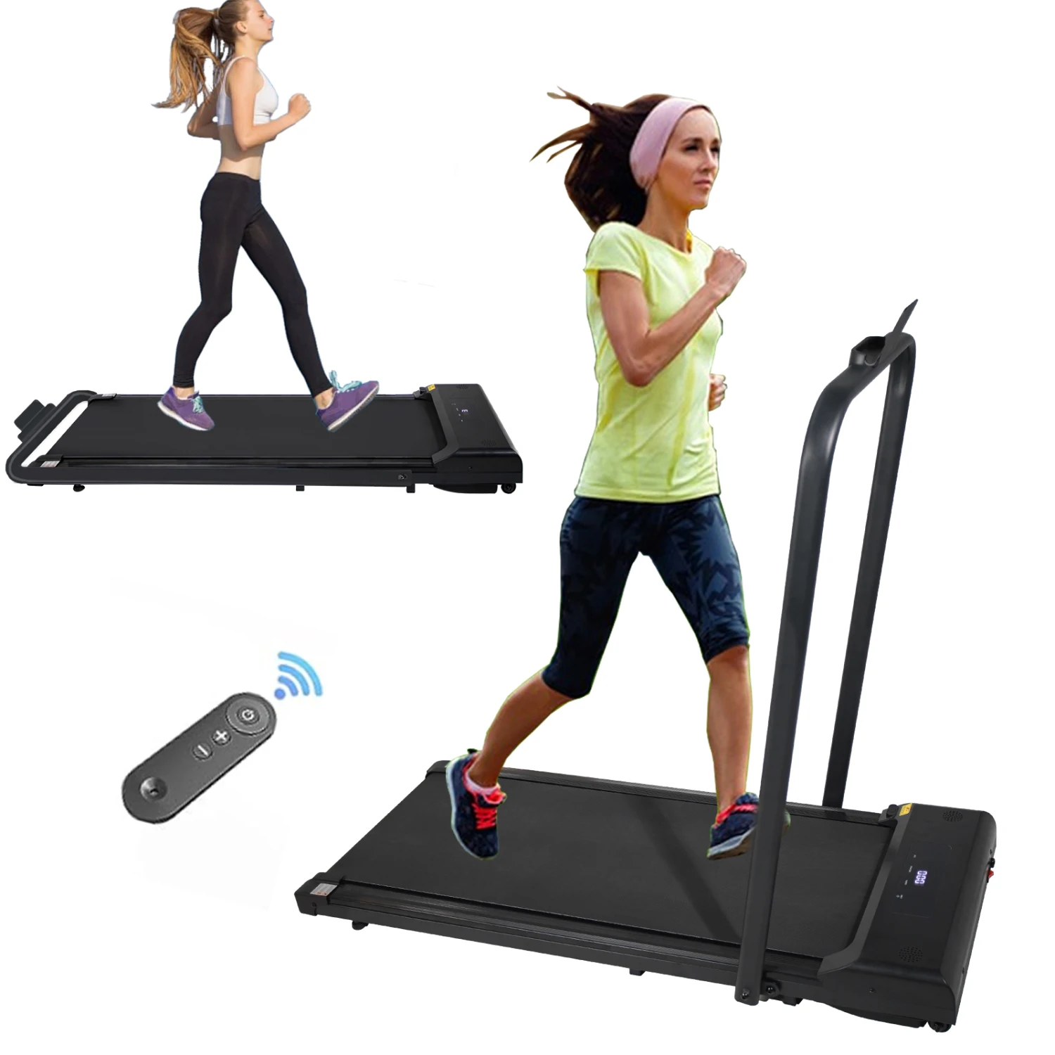 Walking Pad Treadmill 2 in 1 Folding Portable Machine for Home Office Walking Jogging, 240 lb Capacity Black