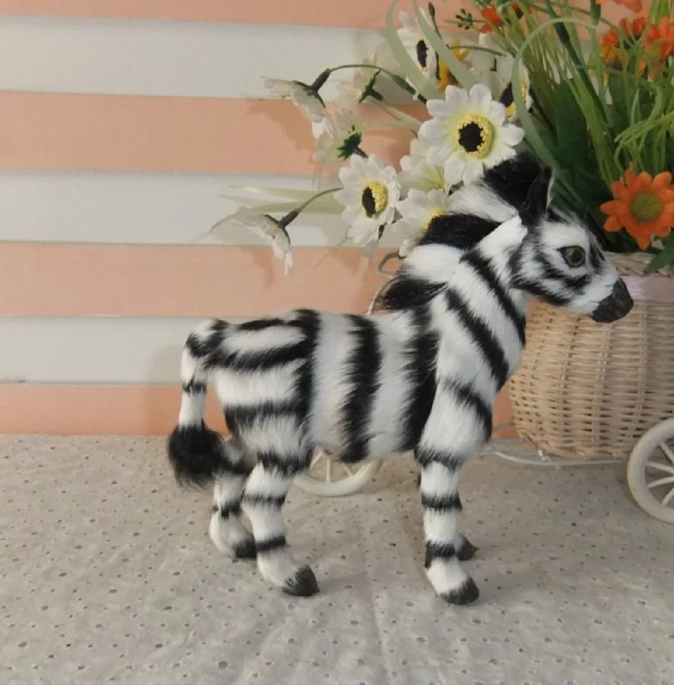 simulation balck and white zebra toy plastic&fur zebra doll gift about 18x15cm 2452