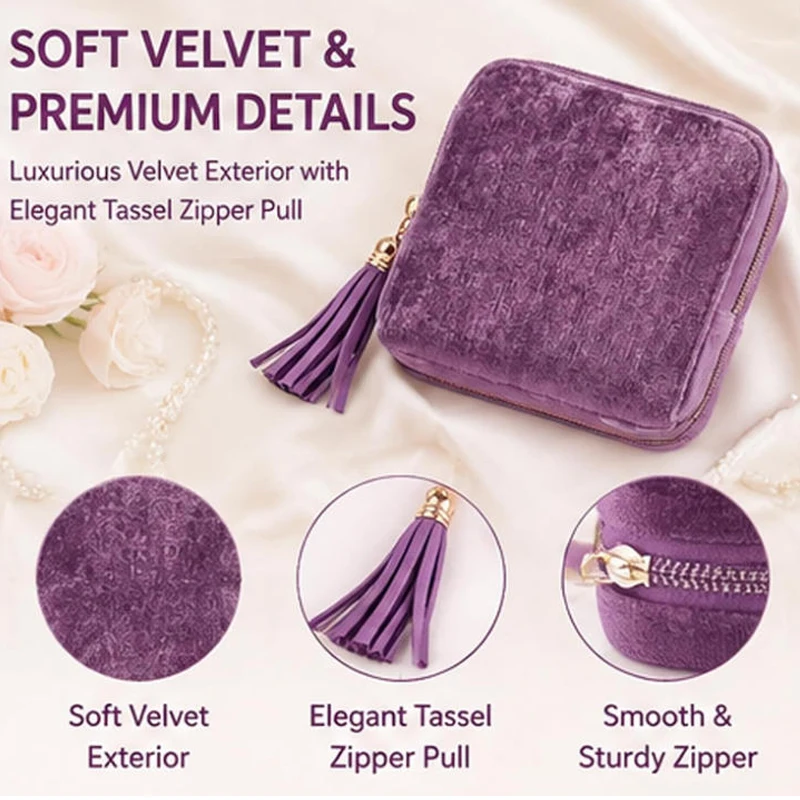 Jewelry Organizer Case, Portable Travel Jewelry Pouch with Individual Pockets, Soft Jewelry Case for Necklace Bracelet Storage
