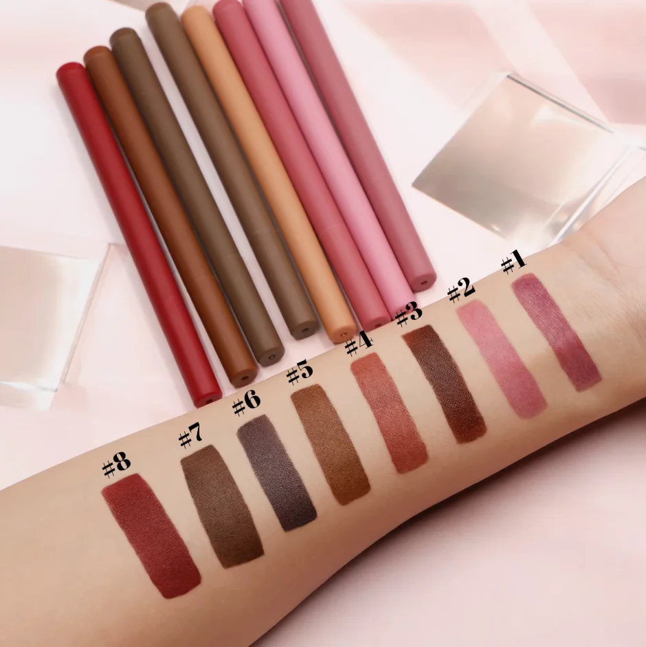 Marker Lip Liner Customized Logo Lip Contour Stain 8 Colors 2 in 1 Long Lasting Makeup Liquid Waterproof Tint Stain 30pcs