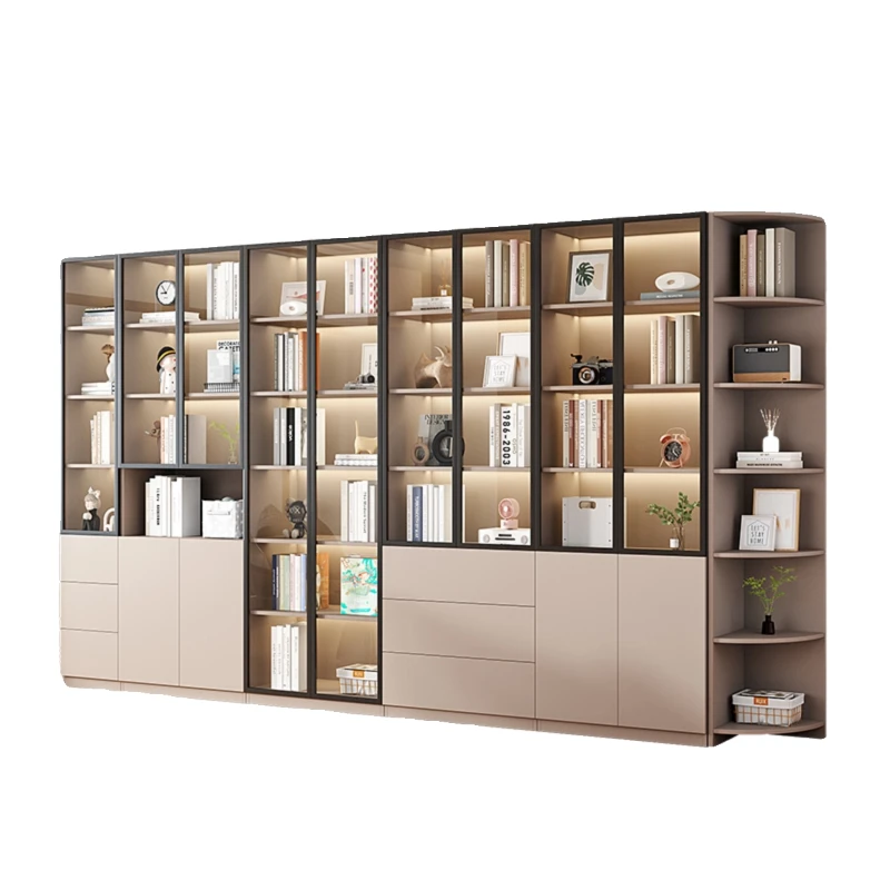 

Solid wood bookcase light, living room floor simple home dust against the wall office bookshelf