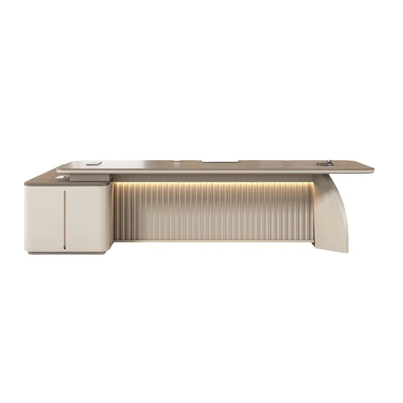Boss, supervisor, desk and chair combination, president's office, simple and modern light luxury baking paint, large class desk,