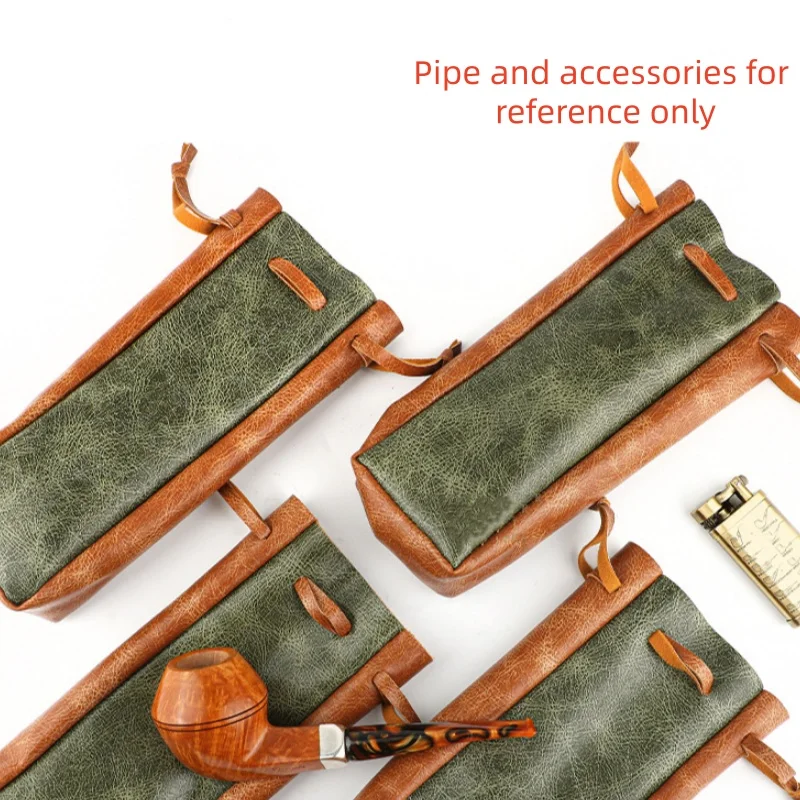 Double Flocking Leather Pipe-Specific Pocket Bundle Smoking Accessory for Pipe Smokers
