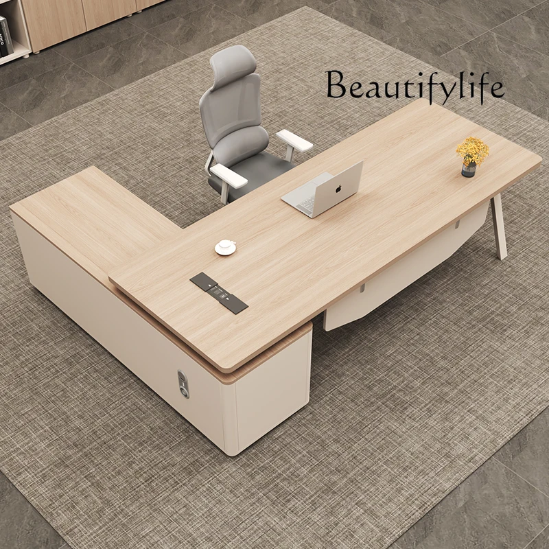 

Simple modern office desk and chair combination single office furniture large desk supervisor manager desk
