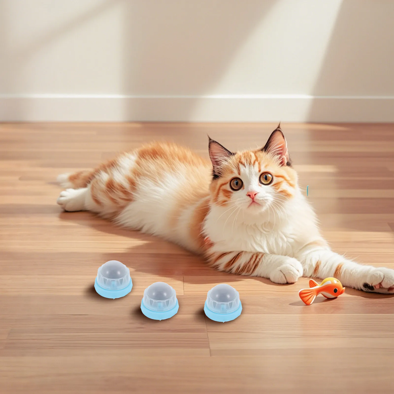 

4pcs Natural Catnip Lollipop Chew Stick Rotating Interactive Teeth Cleaning Play Ball For Cats Wall-Mounted Design Safe Edible