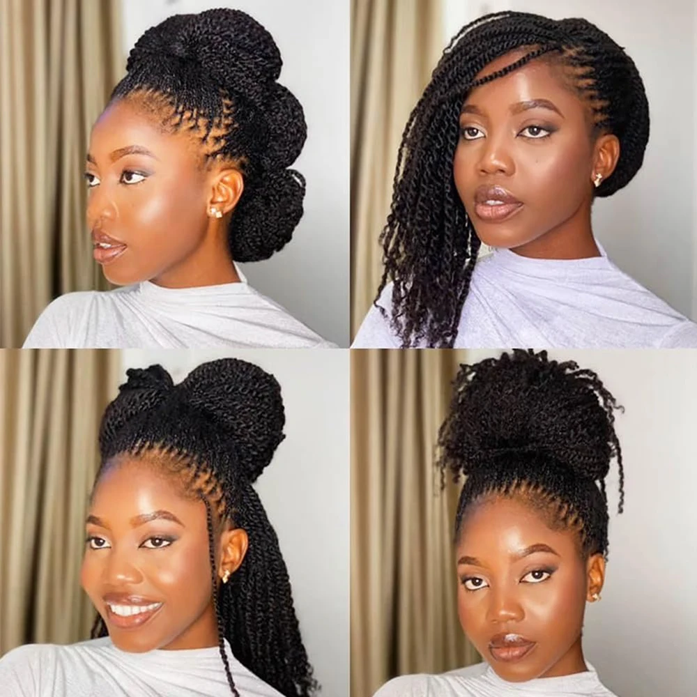 Afro Kinkys Bulk Echt haar 100% echt haar voor vlechten Dreadlock Mini Twist Loc Extensions Afro Kinky Krullend haar Bulk Zwart