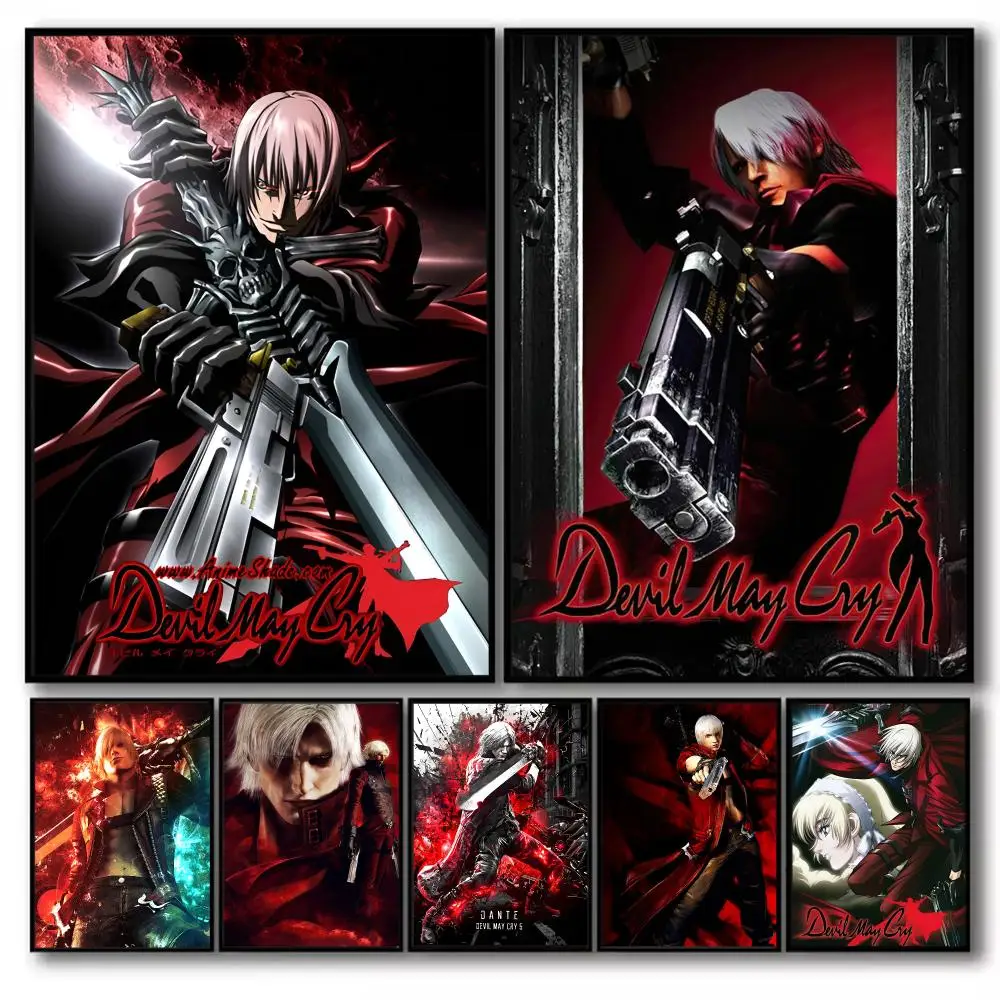 Game Devil M-May Cry Poster-Aufkleber, selbstklebende Malerei, Wanddekoration, Wandaufkleber für Schlafzimmer, Wohnzimmer, Zuhause, HD-Geschenk