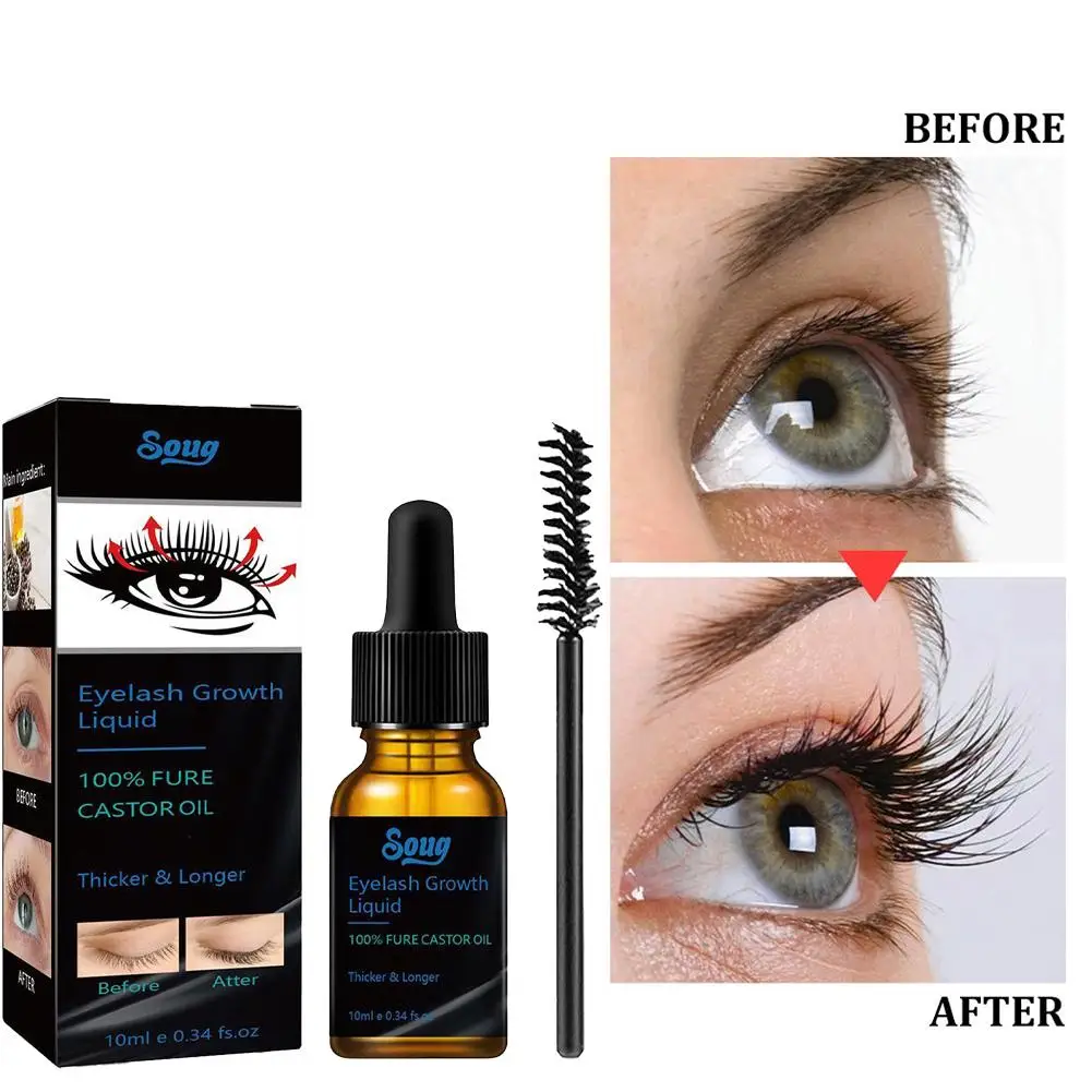 Rímel de óleo de rícino, denso, fino, enrolado, cosméticos, maquiagem nutritiva, intensificador de cabelo, soro de crescimento de cílios p0g3