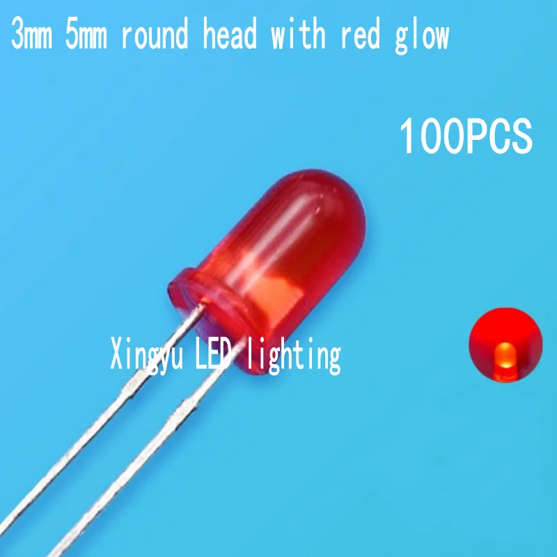 

LED Beads F5 Red Emitting Red Light 5mm Red Light Highlighting Red Light Red Round Head Direct Insertion LED