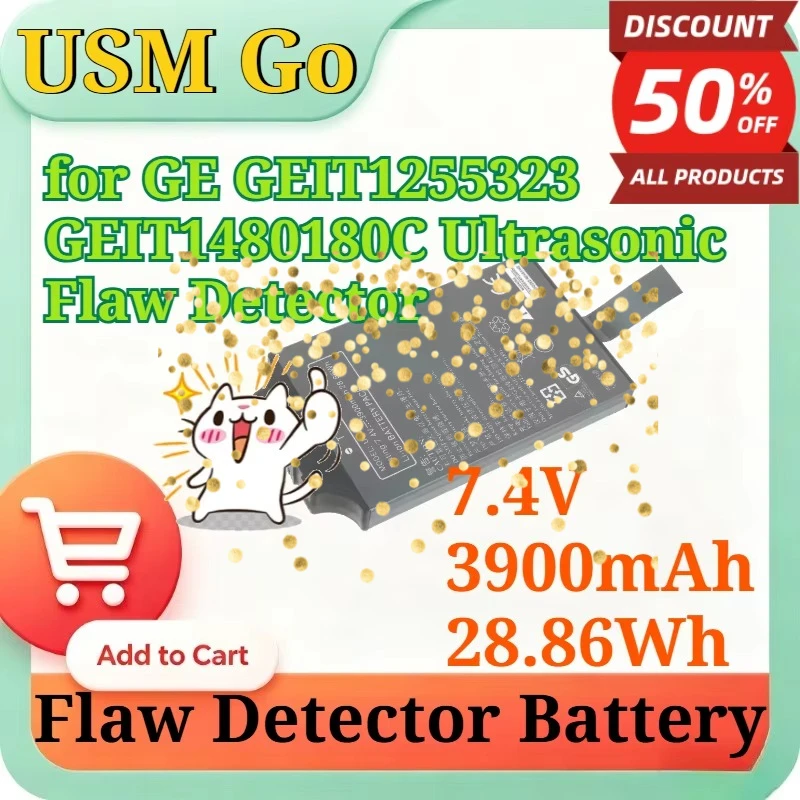 USM Go 7.4V 3900mAh 28.86Wh USM86 USM88 Replacement Li-ion Battery Pack for GE GEIT1255323 GEIT1480180C Ultrasonic Flaw Detector