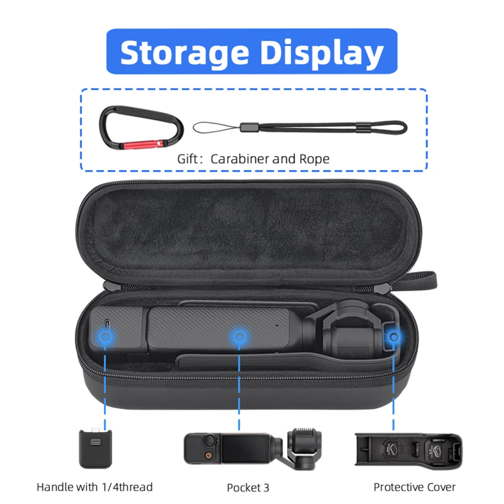 Carrying Case Camera Travel Protective Carrying Storage Bag With Hanging Strap Carabiner Compatible For DJI OSMO Pocket 3 Camera