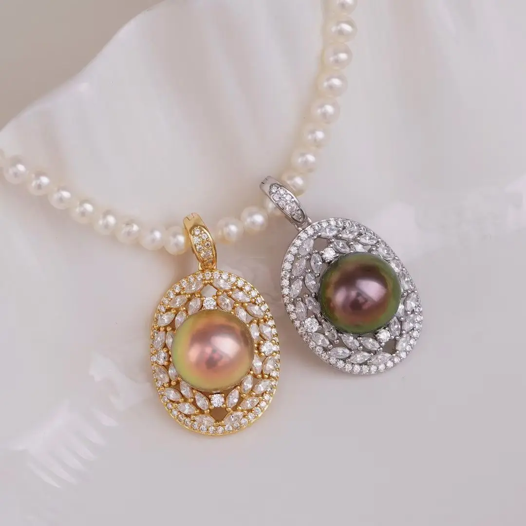 

Wholesale 925 Sterling Silver Pendant Mounts Base Findings Settings Mountings Jewelry Fittings for 10-11mm Pearls 3pcs/lot