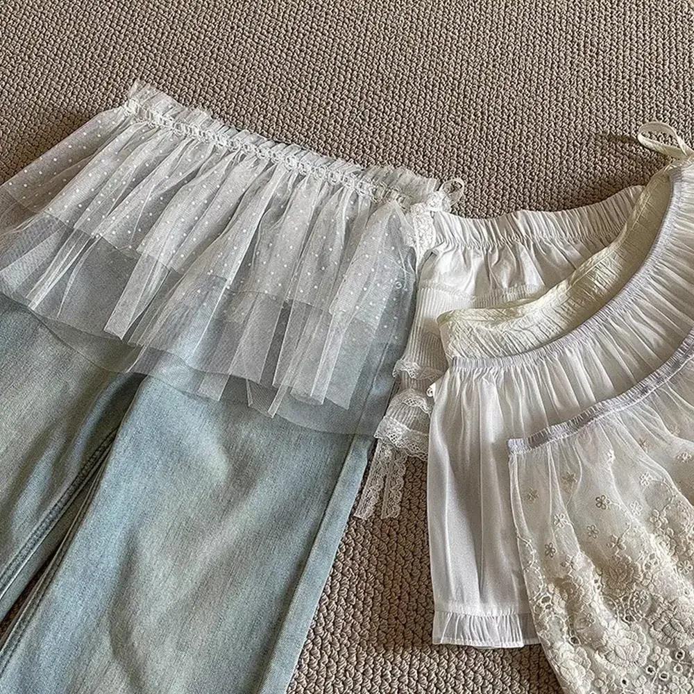 Rok Renda Tumpang Tindih Satu Potong Korea Wanita Musim Panas 2025 Rok A-Line Pendek Celemek Rok Kasa Berlapis Renda dengan Dasi