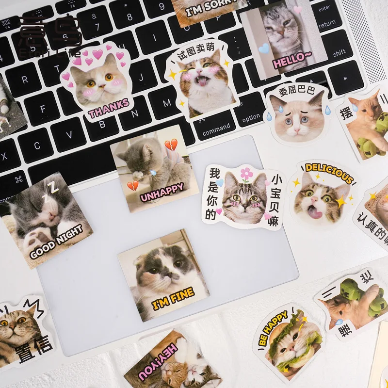 Etori Life Kawaii Cat Mini Boxed Stickers,40pcs/pack DIY Decoration Stationery Notebook Diary Journal Cartoon Kitten Stickers