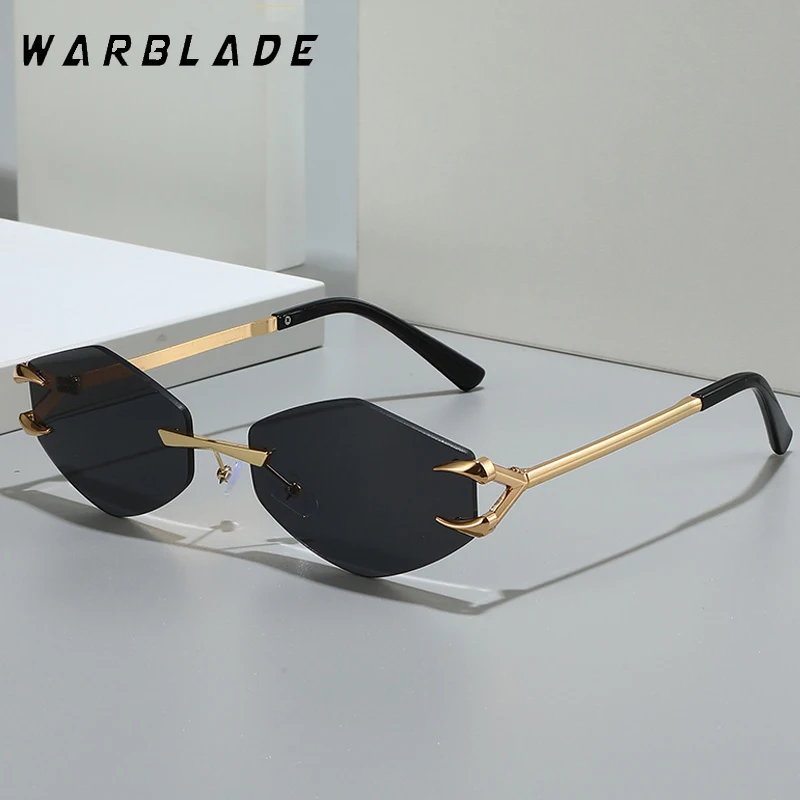 

2025 Metal Small Frame Polygonal Women's Sunglasses Fashion Rimless Rhombus Sun Glasses For Female Male Summer Traveling Eyewear