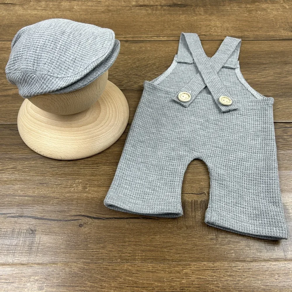 ️2Pcs/set Newborn Photography Outfit Clothing Cap Suspenders Studio Baby Photo Props Accessories Hat Overalls Outfits Fotografia