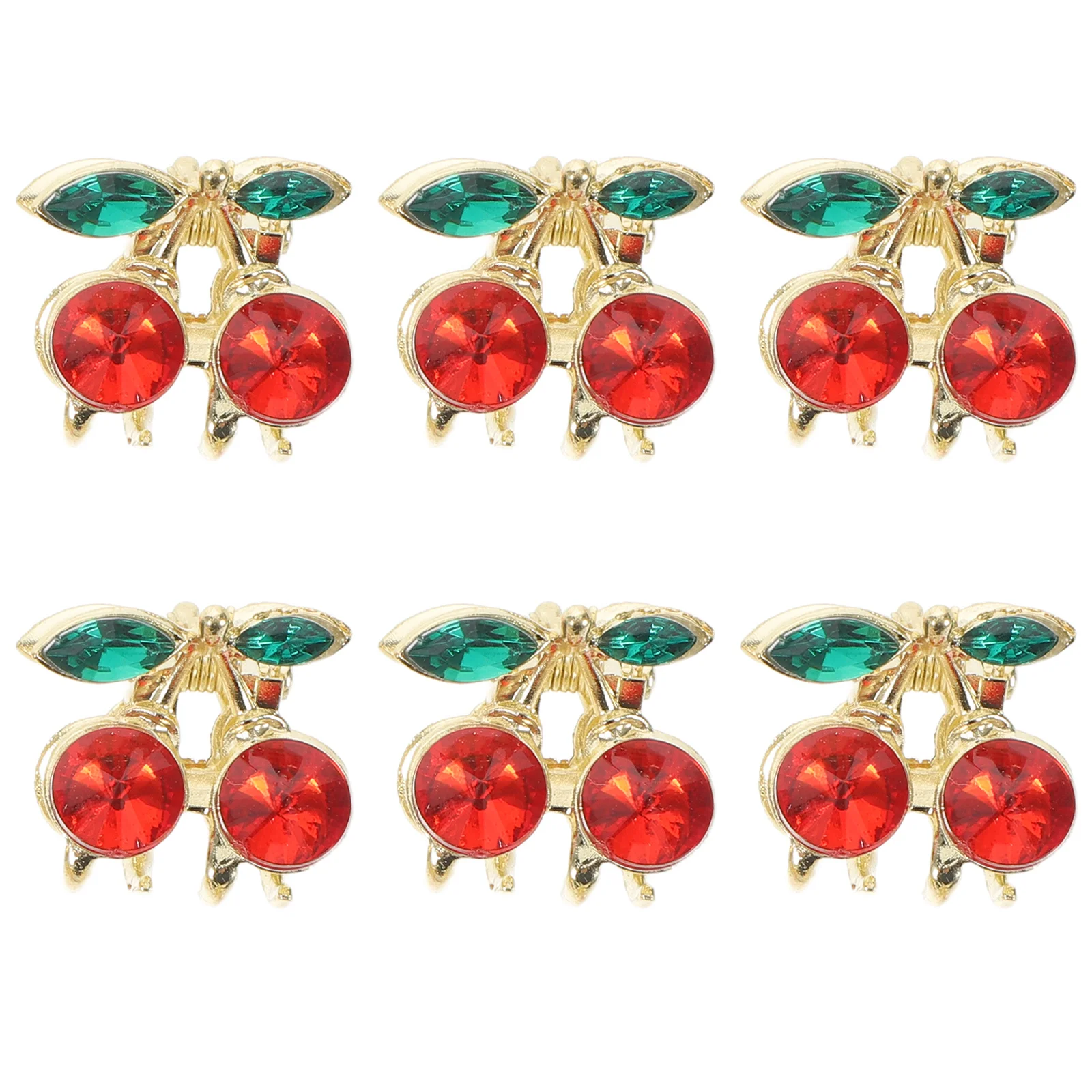 

6Pcs Hair Clips Small Claw Rhinestone Accents Cherry Motif Accessories Lightweight Comfortable for School Festive