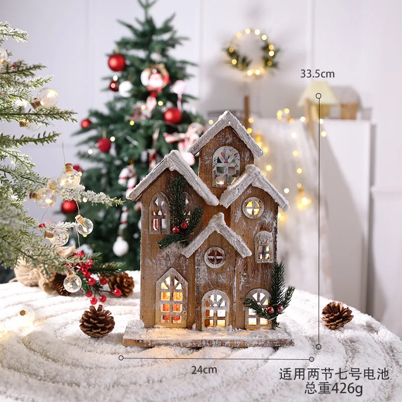 Christmas Decorations Creative Diy Wooden House Small House Holiday Scene Layout Home Shop Atmosphere Props Adornos Para Navidad