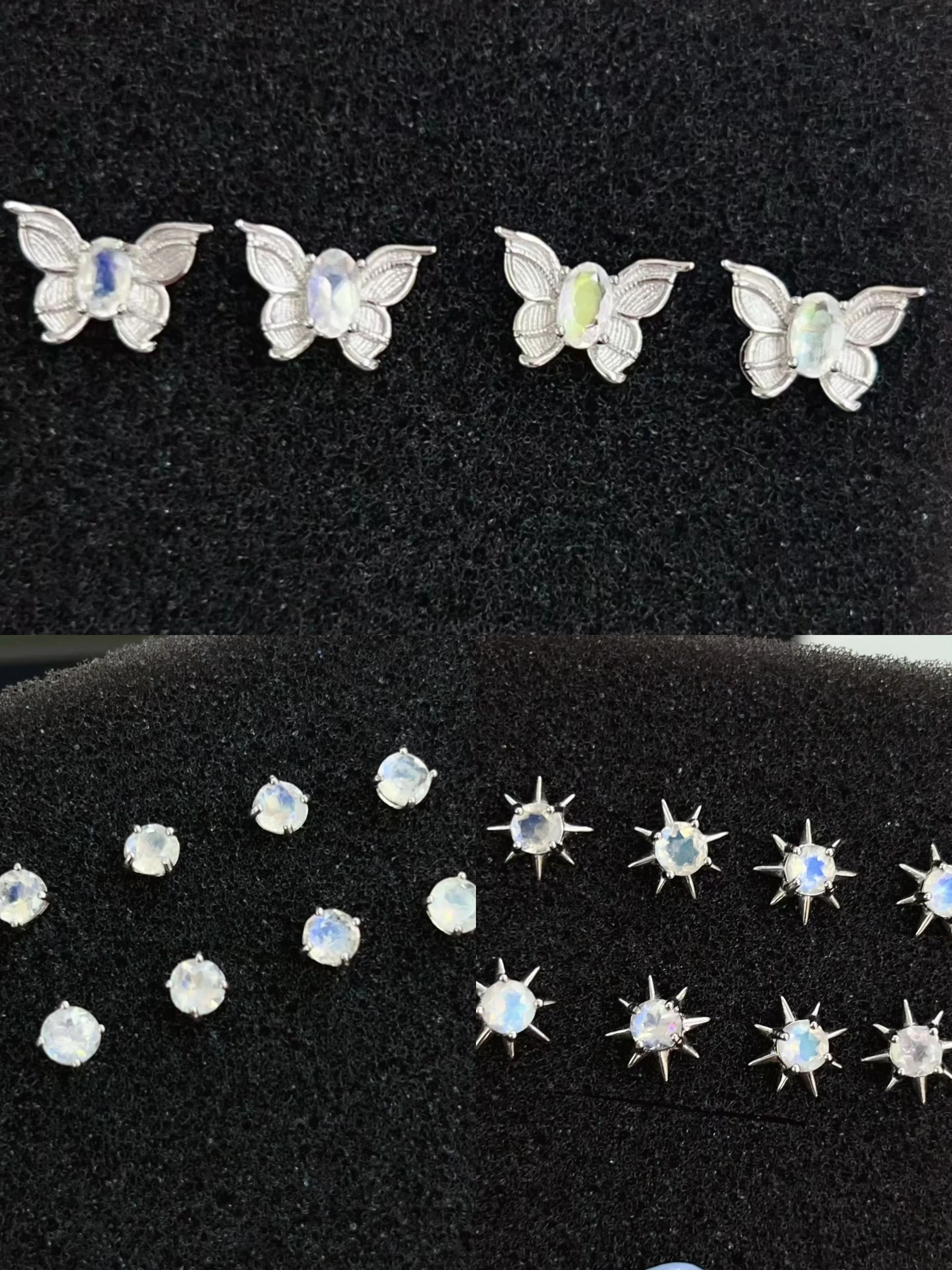 Guaranteed 925 Silver Natural Moonstone Solitaire Butterfly Ear Stud Minimalism Sun Piercing Fine Earrings For Women Jewellery