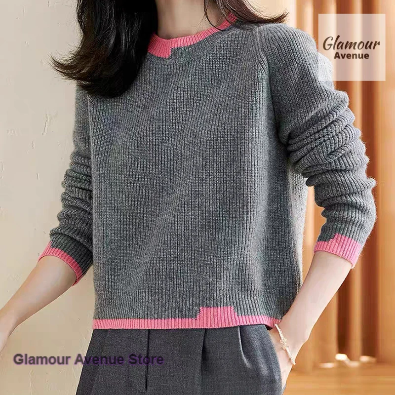 النمط الكوري بلون كسول الرياح التطريز التباين تويست البلوز المرأة الخريف والشتاء سترة مريحة شمعية ناعمة جديدة #2