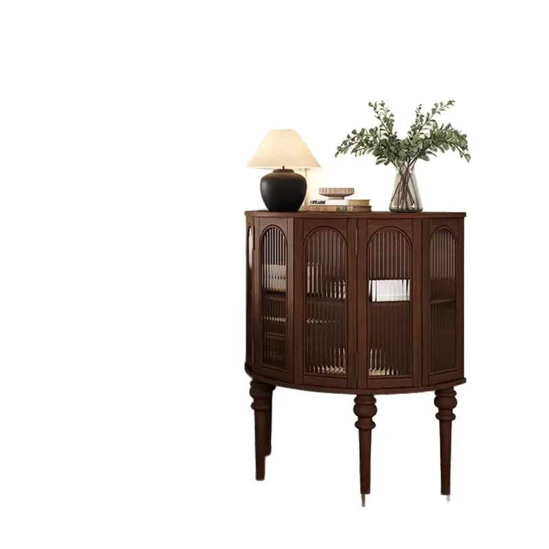 Retro Changhong glass dining side cabinet curved simple living room storage cabinet