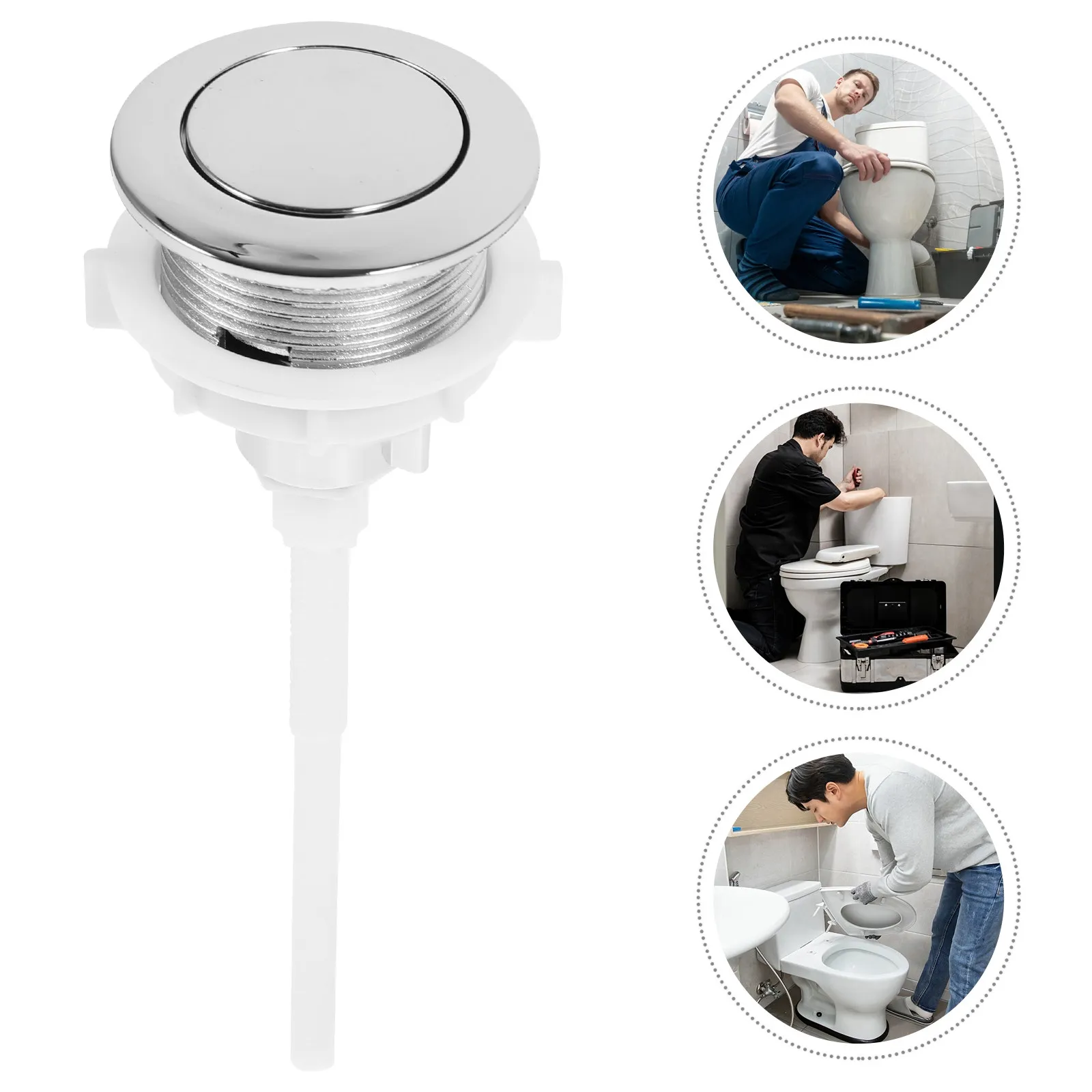 

Toilet Water Tank Button Single Flush Durable Plastic Replacement Flush Push Button for Home Hotel Bar Pub Club Use