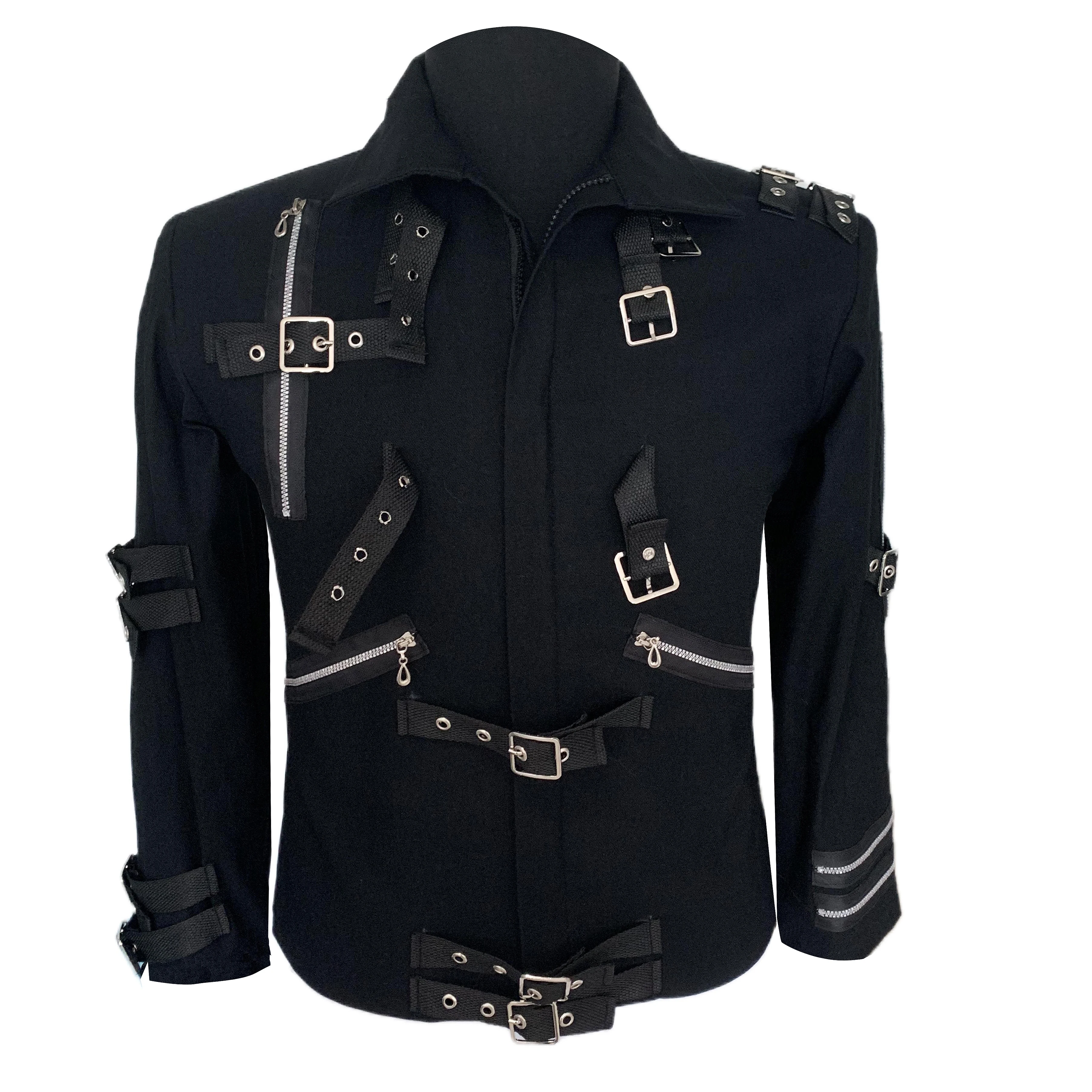 Impersonator Michael Who\'s BAD Concert Jacket with Punk Rivet Black Outwear