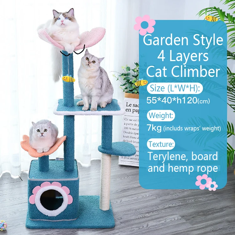 High quality cat tree tower house cat tree condo with hammock for kitten