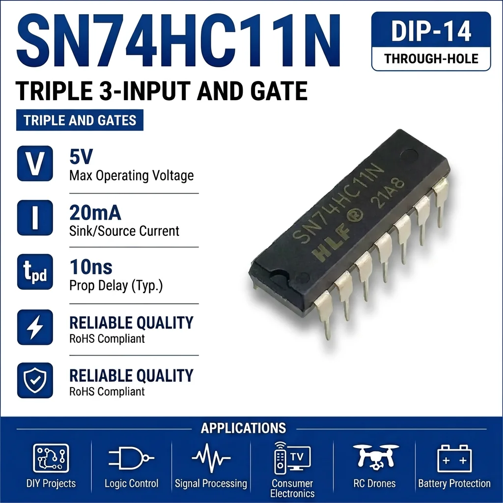 (10 pcs) SN74HC11N DIP-14/SN74HC11DR SOP-14 74HC11 Triple 3-Input AND Gate 2V-6V